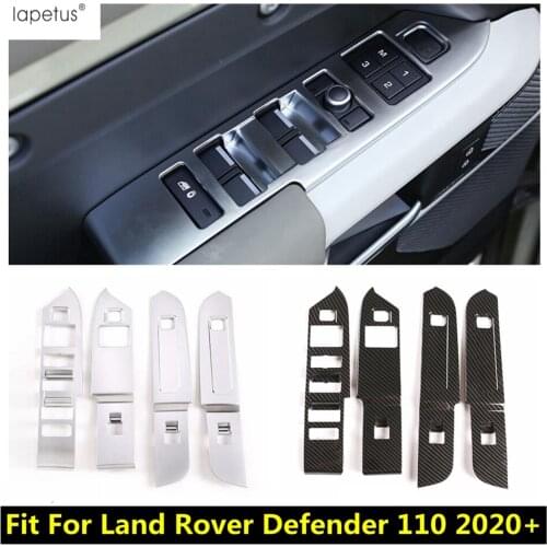 For Land Rover Defender 110 2020 2021 Door Inner Armrest Window Lift Button Control Panel Carbon Fiber Look / Matte Cover Trim