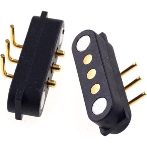 1Pair Spring-Loaded Magnetic Pogo Pin Connector Port Jack 3Pin Pitch 2.54 Male Female 2A 36V High Current DC Power Charge Probe
