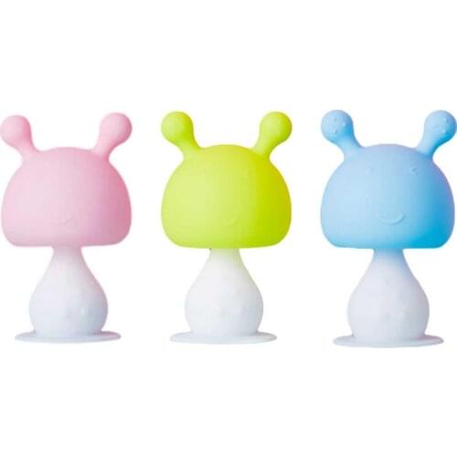 Teether Baby Molar Bite Happy Fruit And Vegetable Pacifier Stick Toy Baby Silicone Bell Rabbit Small Mushroom Can Be Boiled