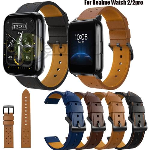 Genuine Leather Watchband For Realme Watch 2 / 2 pro Smart Wristband Bracelet For Realme Watch S / pro Strap Accessories Belt
