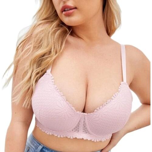 Luxury Sexy Lace embroidery Plus Size Padded Push Up 40/90 42/95 44/100 C D E Cup For Big Chest Underwear Lingerie Brassiere