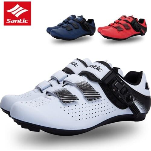 Santic Unisex Cycling Shoes Lightweight PU Breathable Road Bike Shoes Self-locking Bicycle Racing Shoes