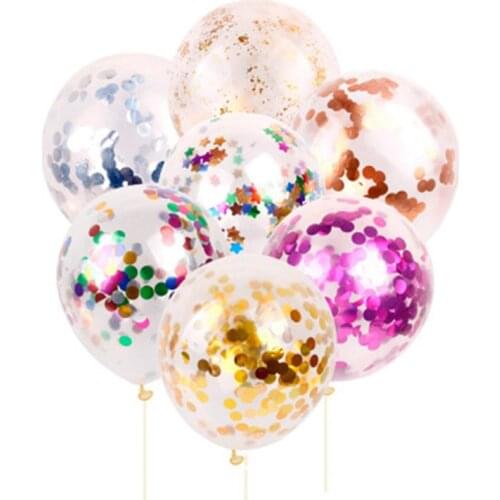10pcs 12Inch Clear Balloons Gold Star Foil Confetti Transparent Balloons Happy Birthday Wedding Party Decorations