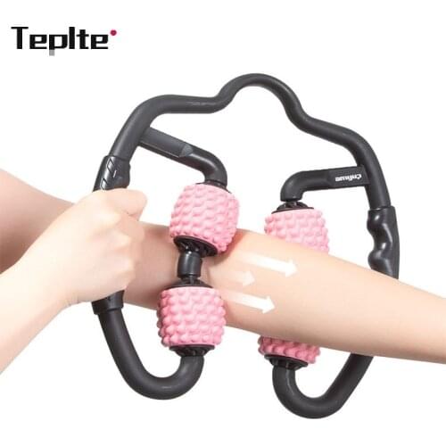 U Shape Foam Roller Massage Home Gym Relaxation Massage Stick Pilates 4-wheel Arm neck Muscle Tissue Relaxation Equipment