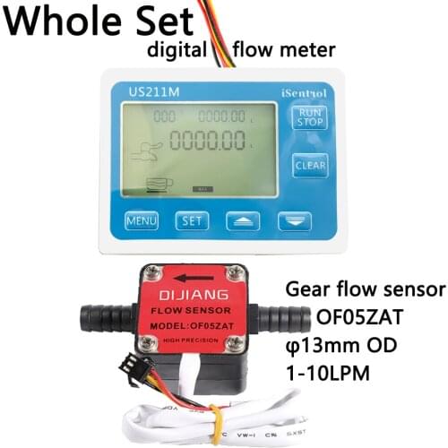 US211M Oil Flow Meter and Gear Flow Sensor OF05ZAT for Milk Diesel Oil Lubracant OD13mm barb 1-10L/min Honey Dijiang iSentrol