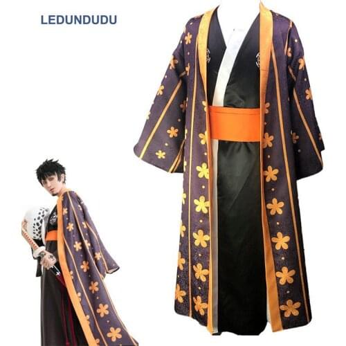 Japan Anime One Piece Wano Country Trafalgar Law Yukata Cosplay Costume Women Men Luxury Kimono Bathrobe for Halloween Customize