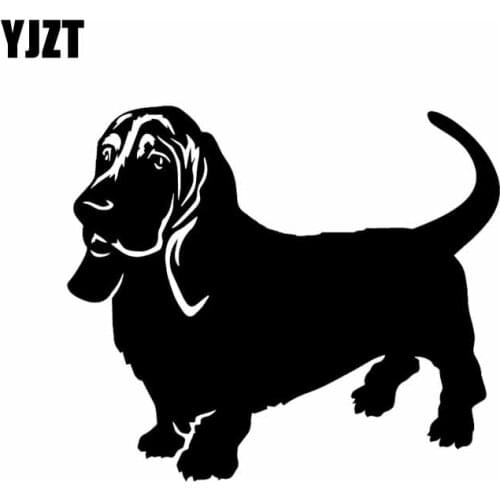 YJZT 14.9X13CM Basset Hound Vinyl Decal Art Decorative Animal Dog Car Sticker Decor Black/Silver C24-1481