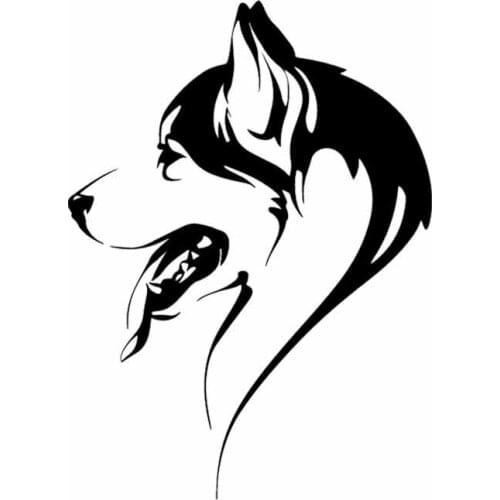 Funny Abstract Dog Head of Husky Animal Pet KKs Black/Silver Cover Scratches Car Sticker Pvc 11.8cm X 16.3CM
