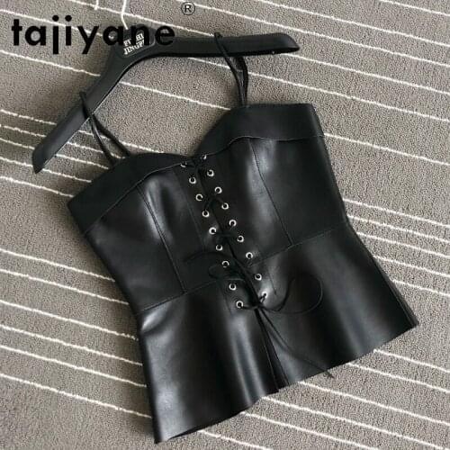 Tajiyane 2021 Tank Tops for Women Real Sheepskin Sleeveless Jackets Woman Genuine Leather Vest Female Cloth Chaleco Mujer TN2859