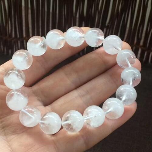 New Arrival Genuine Natural White Phantom Quartz Bracelets Women Female Crystal Round Beads Bracelet AAAA 12mm