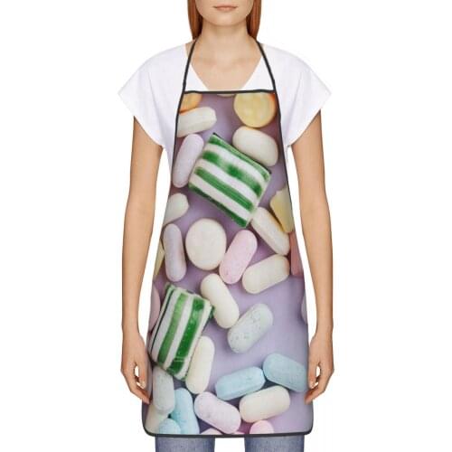 Candy (1) Kitchen oil resistant wreath Meat Lover kitchen apron House cleaning for Women 72*52cm