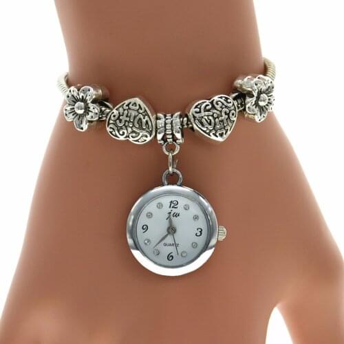 100pcs/lot peach heart flower style bracelet watch silver strap fashion lady bangle watch wholesale price Starfish watch