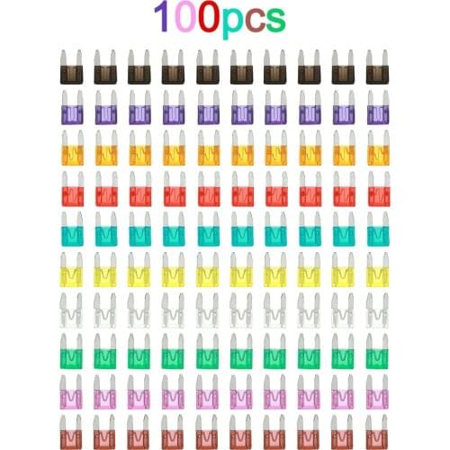 100pcs Mini Blade Fuses Auto Car Truck Assortment Fuse Kit 2A 3A 5A 7.5A 10A 15A 20A 25A 30A 35A Car Fuse