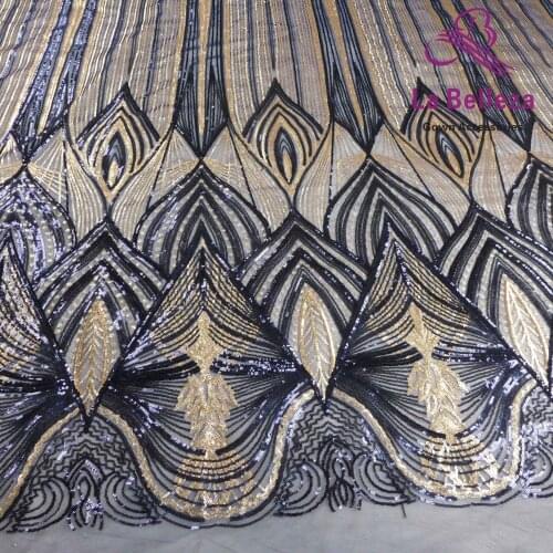 Fashion mesh sequins embroidery mixed lace fabrics sales by the yard dress fabric 130cm 5yards/lot