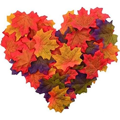 50Pcs/Bag Artificial Maple Leaves Simulation Plant Decorative Fall Leaves For Christmas Home Wedding Party Halloween Decor