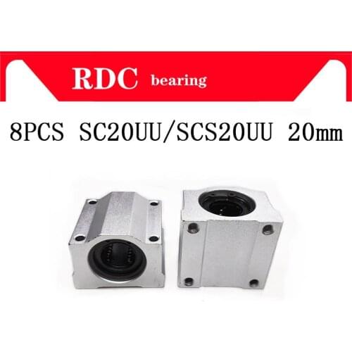 High quality 8 pcs SC20UU SCS20UU 20mm linear ball bearing slide unit 20mm linear bearing block for DIY CNC Router linear slide