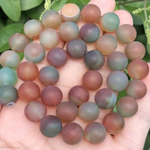 AAA Natural Matte Frosted Colorful Peacock Agates Onyx Loose Rondelle Beads For Jewelry Making DIY Bracelet Necklace 4/6/8/10MM