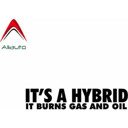Aliauto Personality Words Car Sticker Its A Hybrid It Burns Gas and Oil Auto Accessories Vinyl Decal Waterproof,15cm*3cm