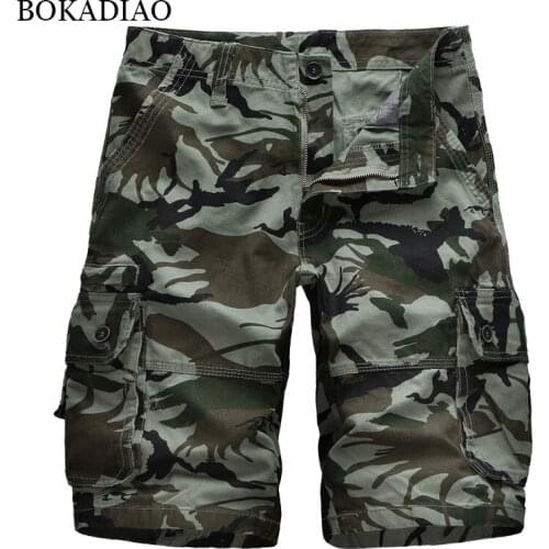 BOKADIAO Men Camouflage Cargo Shorts cotton summer fashion Straight Bermuda Beach Shorts male Army Military Tactical Short Pants