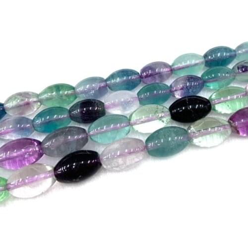Natural Fluorite Stone Beads 15'' Oval Olive Drum DIY Loose Beads For Jewelry Making Beads For Women Necklace Bracelet Earring
