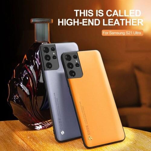 Luxury Plain Leather Case For Samsung Galaxy S20 FE S21 Plus Note 20 Ultra A30S A50S A70S M21 M30S TPU Bumper Shockproof Coque