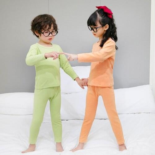 Childrens Long Johns for Autumn Winter Boys Cotton Undershirts Underwear Girls Underwears Kids Inner Wear Keep Warm Pajamas Set