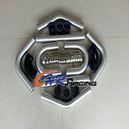 For 3" 76mm Aluminum Universal Intercooler Turbo Piping pipe Kit+black hose kits