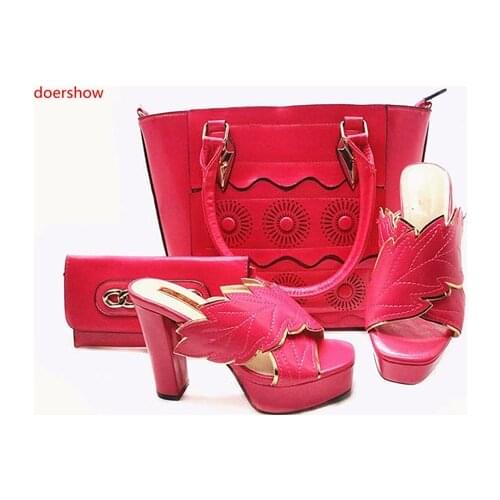 Doershow New Arrival teal Shoes and Bag Set African Sets 2018 Nigerian Women Shoes and Matching Bags Set for party SBR1-4