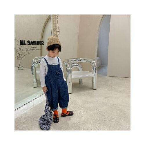 2021 Spring Autumn New Korean Childrens Denim Overalls Toddler Girls Denim Suspender Pants Kids Boys Fashion Cowboy Strap Pant
