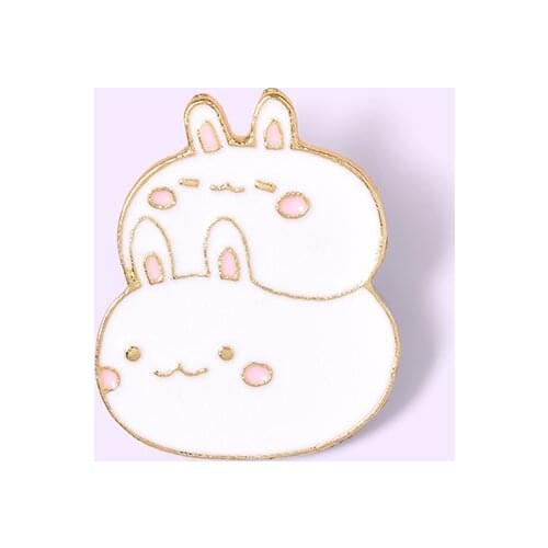Fat Bunny Enamel Pins Custom Cute Stacked Rabbits Brooch Lapel Pin Shirt Bag Badge Cartoon Animal Jewelry Gift for Kids Friends