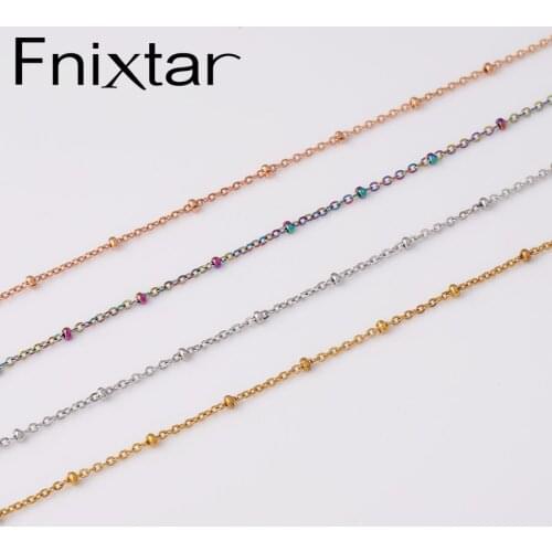 Fnixtar Stainless Steel Clamp Bead Chain Necklace Lobster Clasp Satellite Chains 2mm Thickness 3mm Ball Beads 20pcs/lot