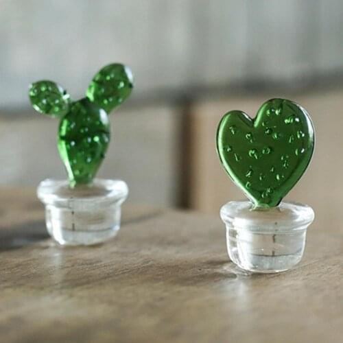 Cactus Ornaments Good Craftsmanship Decorative Glass Miniature Cactus Bonsai Figurine for Table Home Decoration Ornaments