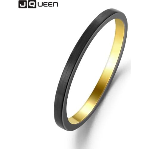 JQUEEN Womens Wedding Ring with 2-wide Black Inner Gold Frosted Tungsten Steel Ring Tungsten Carbide