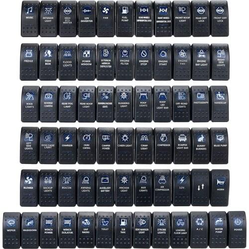 1pcs 12V 24V Car Boat Caravan Rocker Switches Waterproof Rocker Switch Dual Blue LED Light Bar 4x4