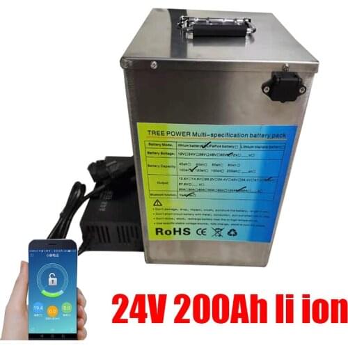 24v 200Ah Lithium battery li-ion High power 2000w Not lead acid for RV boat motor solar wind energy UPS +20A charger