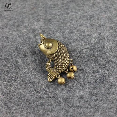 Copper Carp Bell Small Ornaments Desk Christmas Gift Decorations Retro Brass Keychain Pendants Feng Shui Home Decor Living Room