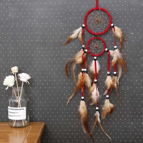 Multi-ring Boho Dreamcatcher Handmade Feather Dream Catcher Braided Wind Chimes Art For Room Decoration Wall Hanging Home Decor