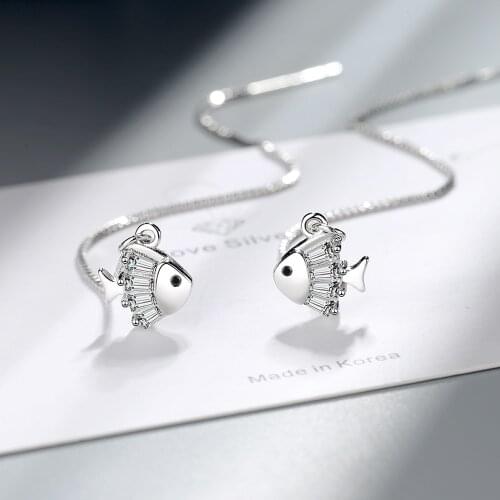 New popular jewelry small fish pendant long and wide earrings sweet wind metal earrings cute girl dating jewelry earrings