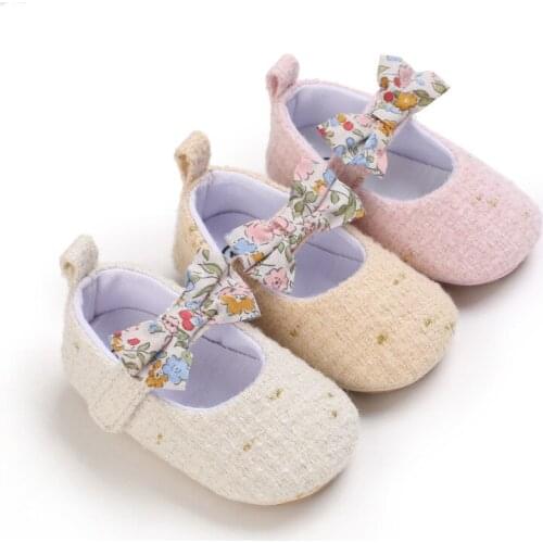 2021 New Baby Girl Princess Shoes Toddler Non-slip Flat Soft-sole Rubber Crib Lovely Butterfly-knot Infant First Walkers 0-18M