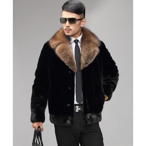 Autumn faux mink fur leather jacket mens winter thicken warm short fur leather coat men slim jackets jaqueta de couro fashion