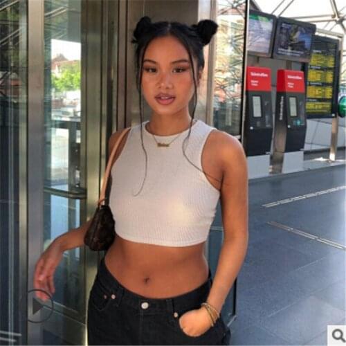 Sexy Women Solid Color Tank Tops Ladies Fashion Sleeveless Crop Vest for Shopping Daily Wear