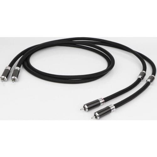 Silver Plated OFC Analogue RCA to RCA Phono Cable RCA Interconnect cable HIFI Carbon Fiber RCA Plug Preffair