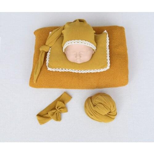 P&W Newborn Photography Props for Baby Soft Hat+Posing Pillow+Wraps+Blanket+Headband Set Accessories Studio Photo Shoots