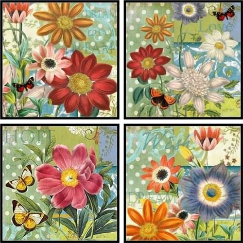 Counted Cross Stitch Kits Needlework Embroidery - Crafts 14 ct Aida DMC Color DIY Arts Handmade Home Decor - Polka Dot Flowers