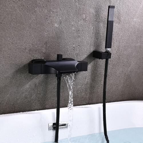 Bathroom Shower Faucets Waterfall Bathtub Shower Faucet Black/Gold/Chrome Brass Concealed Wall Mounted Mixer Tub Taps