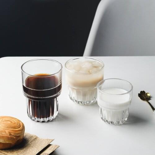 Bar Pattern Espresso Glass Latte Ice Coffee Cup American Latte Drink Cup Flat White Australian White Coffee Cup