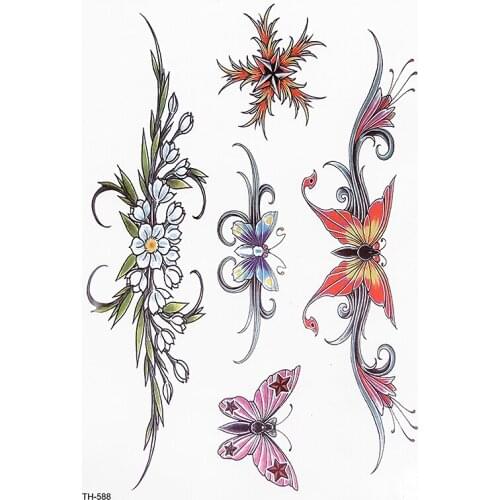 Temporary Tattoo Sticker Hot Fake Flowers Flash Tattoo Waterproof Samll Arm Sleeve Tattoo Body Arm Waist For Women Girl
