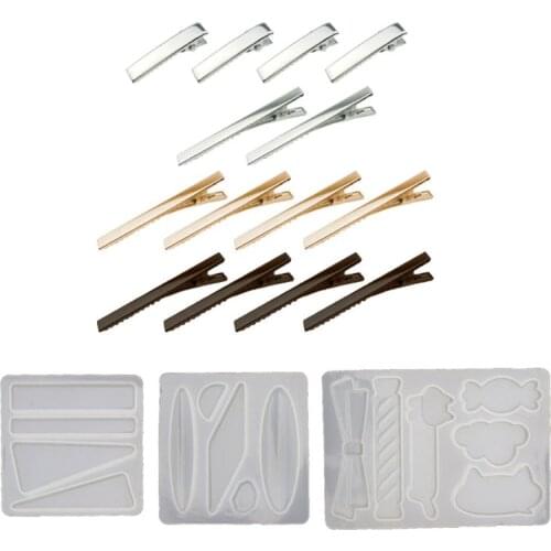 Handmade Acrylic Resin Hair Barrettes Resin Mold Geometric Shape Alligator Hair Clips UV Epoxy Resin Mold Jewelry Tools