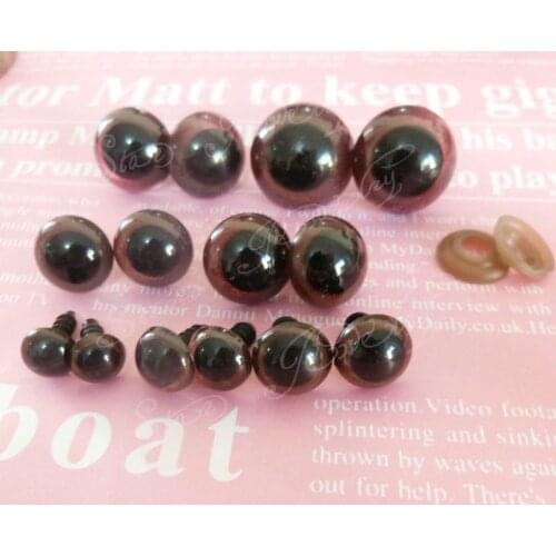 10mm/12mm/14mm/16mm/18mm plastic safety brown toy eyes with soft washer ---100pcs/lot