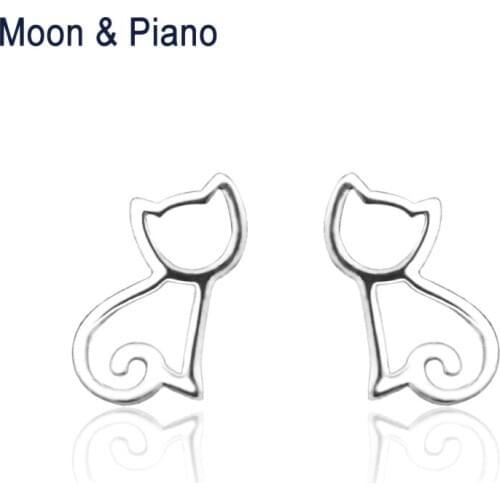 925 Sterling Silver Cute Cat Stud Earrings For Women Fashion Fine Jewelry Trendy Beautiful Simple Style High Quality Earring